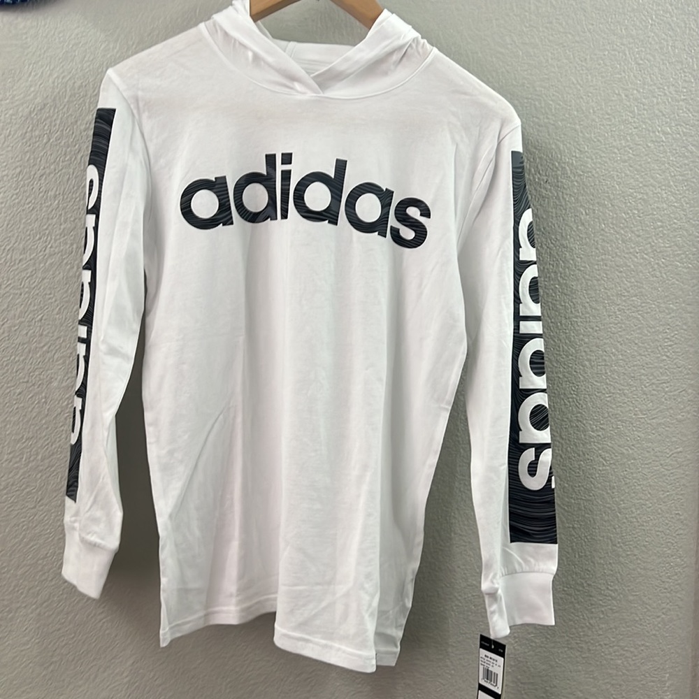 Adidas Boys' Long Sleeve Linear Camo Hooded Tee